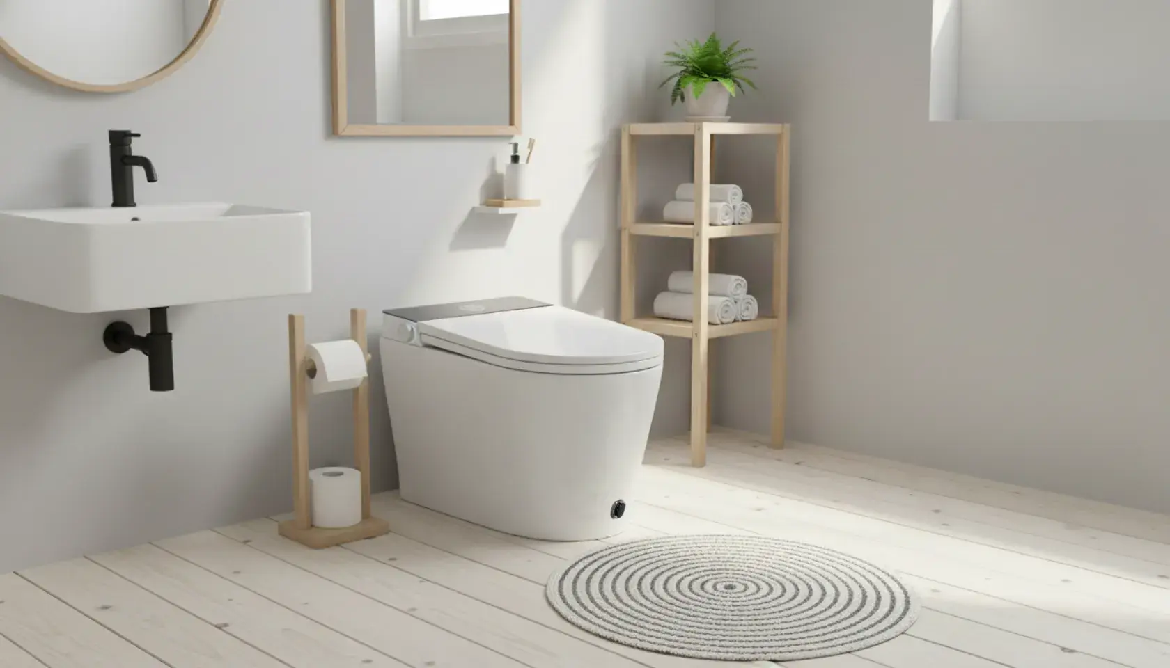 Inodoro inteligente Eisy en baño de diseño escandinavo